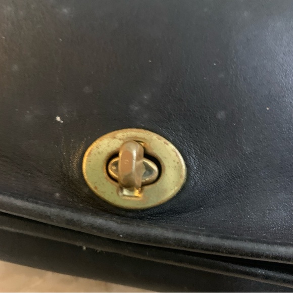 Vintage Coach Black Leather Purse Pocketbook Turnlock Convertible Bag 1980s 70s? - Picture 7 of 16